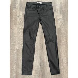 Madewell Waxed Cotton "SKINNY SKINNY" Jeans 26 Black Leather Look Jeans B0179
